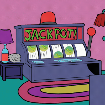 Cartoon Slot Machine Saying Jackpot GIF
