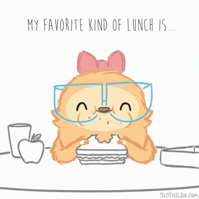 Cartoon Sloth Eating Sandwich Says My Favorite Kind Of Lunch Is GIF