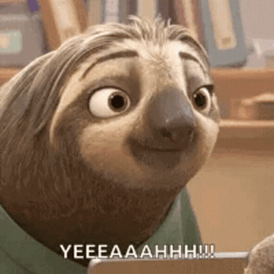 Cartoon Sloth In Green Shirt Holding Donut GIF