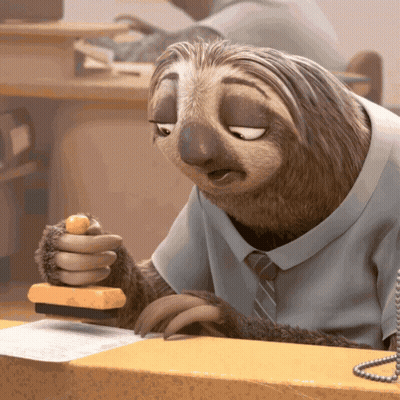 Cartoon Sloth In Shirt And Tie Stamping Paper GIF