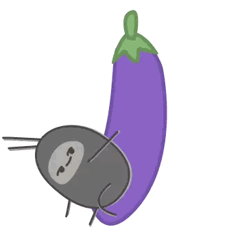 Cartoon Sloth Lying On Eggplant Sticker