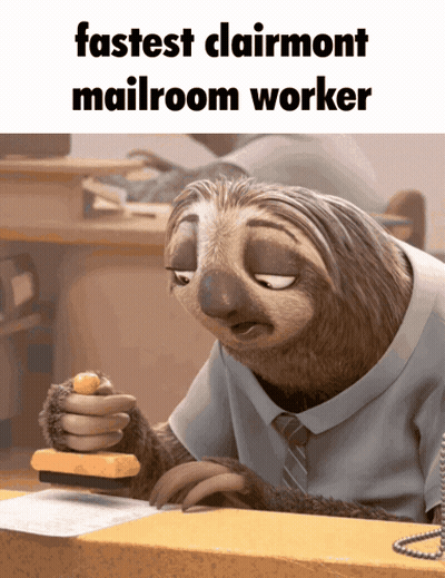 Cartoon Sloth Stamping Paper Fastest Clairmont Mailroom Worker