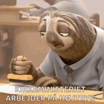Cartoon Sloth Stamping Paper Kirkeministeriet Arbejder På Højtryk GIF