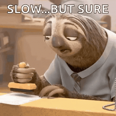 Cartoon Sloth Stamping Paper Slow But Sure GIF