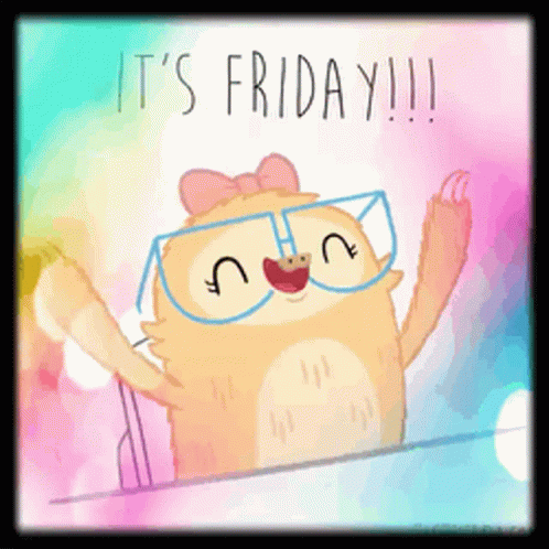 Cartoon Sloth Wearing Glasses And Pink Bow Says Friday GIF