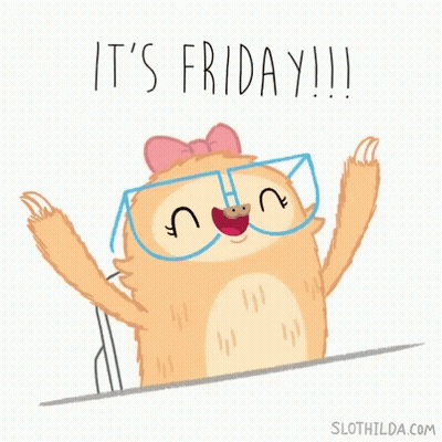 Cartoon Sloth Wearing Glasses And Pink Bow Says It's Friday GIF