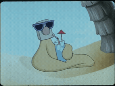 Cartoon Sloth Wearing Sunglasses Holding Drink GIF