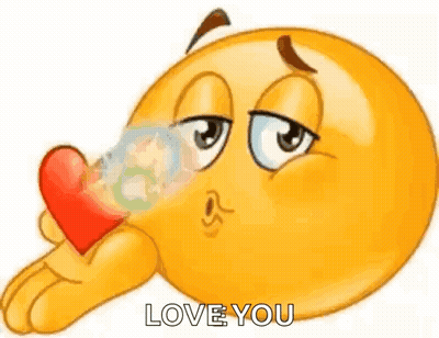 Cartoon Smiley Blowing Kiss With Heart In Mouth GIF