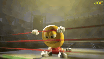 Cartoon Smiley Face In Boxing Ring Saying Joe GIF