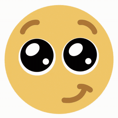 Cartoon Smiley Face With Big Eyes And Slight Smirk GIF