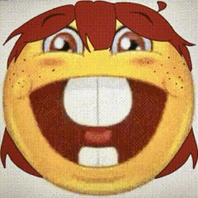 Cartoon Smiley Face With Red Hair And Big Smile GIF