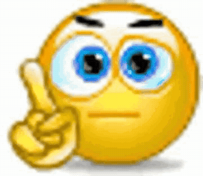 Cartoon Smiley Pointing Up With Big Blue Eyes GIF