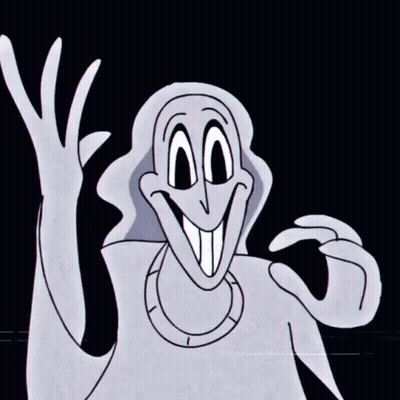 Cartoon Smiling Ghost With Big Teeth GIF