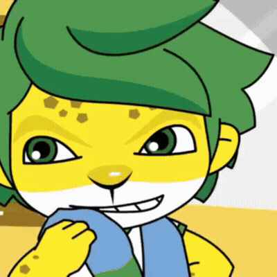 Cartoon Smiling Green Hair Yellow Skin GIF