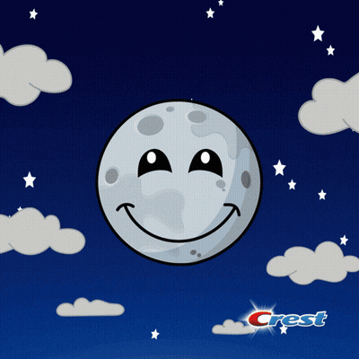 Cartoon Smiling Moon with Crest Logo