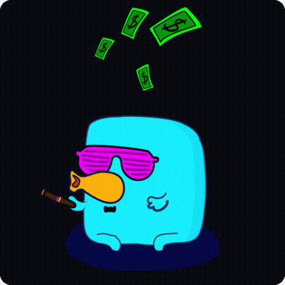 Cartoon Smoking Cigar With Flying Dollar Bills GIF