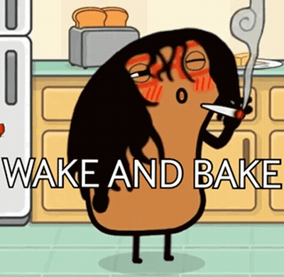 Cartoon Smoking Saying Wake And Bake GIF