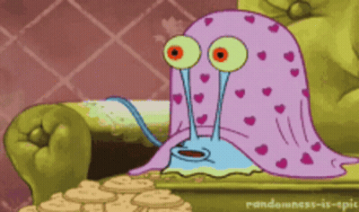 Cartoon Snail With Hearts Sitting on Couch