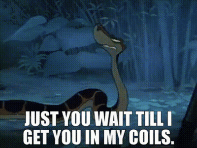 Cartoon Snake Saying Just You Wait Till I Get You In My Coils GIF