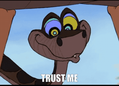 Cartoon Snake Says Trust Me GIF