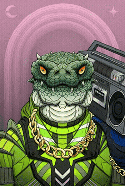 Cartoon Snake With Boombox On Shoulder GIF