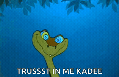 Cartoon Snake With Hypnotic Eyes Saying Trussst In Me Kadee GIF