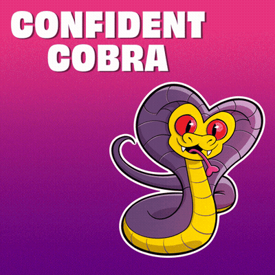Cartoon Snake With Red Eyes Confident Cobra GIF