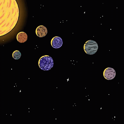 Cartoon Solar System Planets Saying Hi GIF