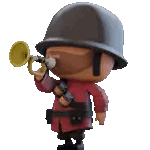 Cartoon Soldier Blowing Trumpet Sticker