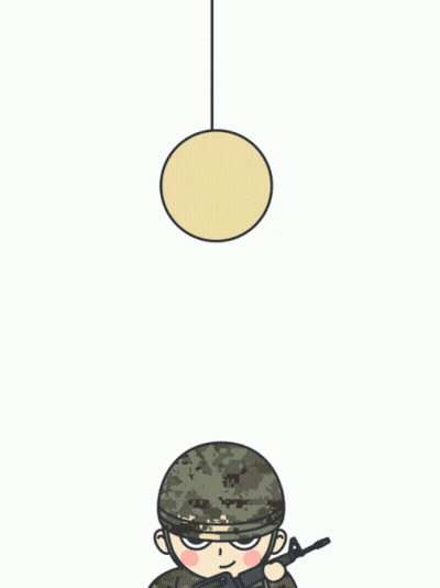 Cartoon Soldier Surrounded By Nuts And Fruit GIF
