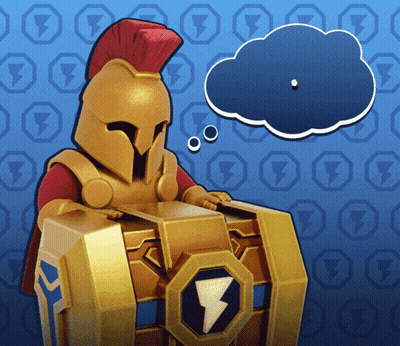 Cartoon Spartan Holding Treasure Chest GIF