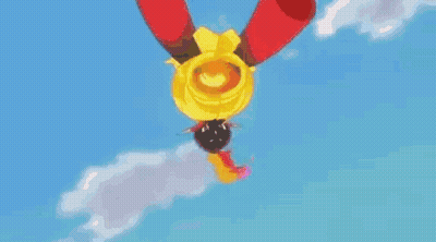 Cartoon Spinning in Colorful Fire Swirl