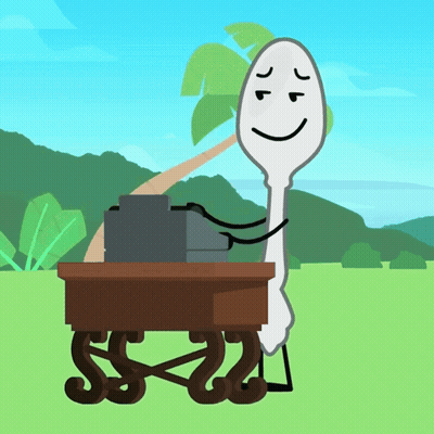 Cartoon Spoon Sitting At Table GIF