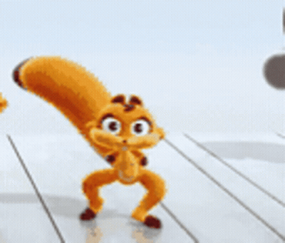 Cartoon Squirrel Dancing On Wood Floor GIF