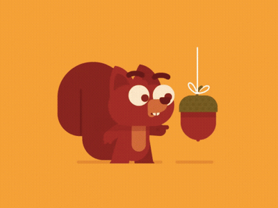 Cartoon Squirrel Holding Acorn With Bow GIF