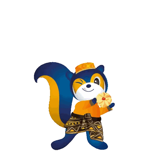 Cartoon Squirrel Holding Flower Sticker