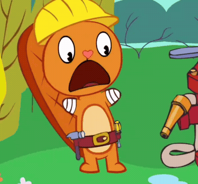 Cartoon Squirrel In Hard Hat Holding Tools GIF