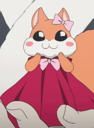Cartoon Squirrel in Red Dress With Pink Bow