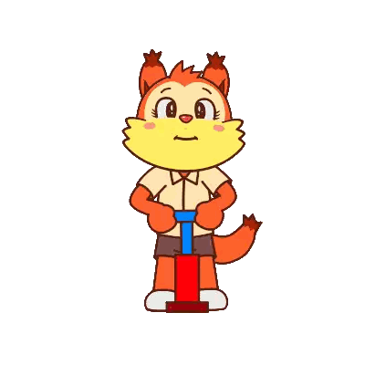 Cartoon Squirrel Pumping Red Object Sticker
