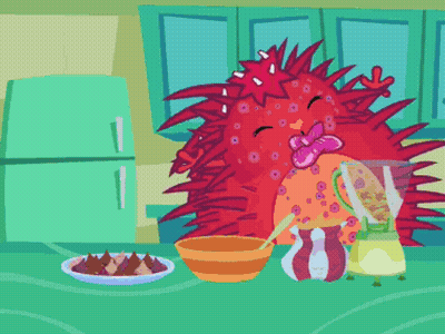 Cartoon Squirrel With Cherry On Head And Hedgehog GIF