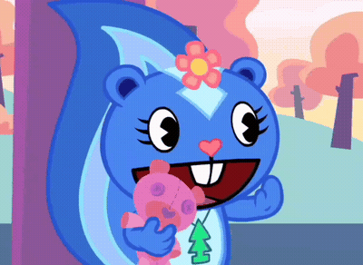 Cartoon Squirrel With Flower On Head GIF