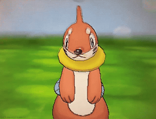 Cartoon Squirrel With Yellow Scarf Standing In Field GIF