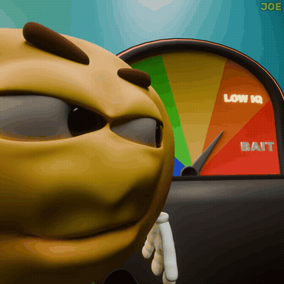 Cartoon Standing By Speedometer Saying Low IQ And Bait GIF