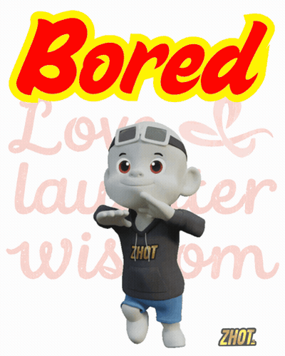 Cartoon Standing In Front Of Bored Sign GIF
