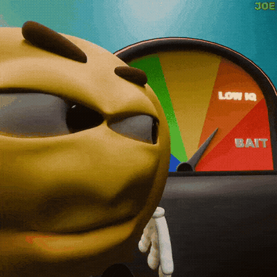 Cartoon Standing In Front Of Low IQ Gauge GIF