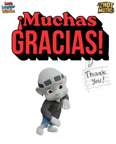 Cartoon Standing In Front Of Muchas Gracias Sign Sticker