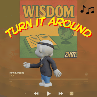 Cartoon Standing In Front Of Sign Saying Wisdom Turn It Around GIF