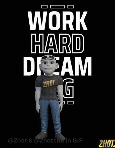 Cartoon Standing In Front Of Work Hard Dream Big Poster GIF