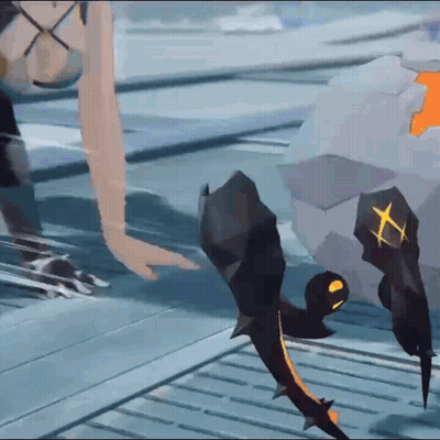 Cartoon Standing Next To Rock With X GIF