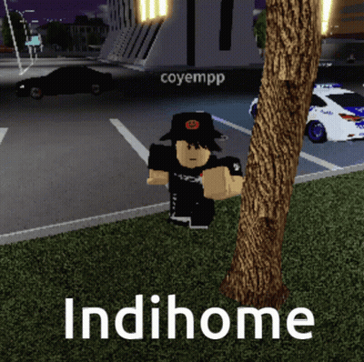 Cartoon Standing Next To Tree Saying Indihome GIF